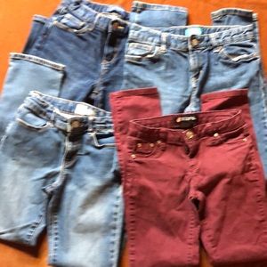 Bundle of 4 Girls Size 12 Jeans Red Scissor Old Navy Gap Skinny Adjustable Waist